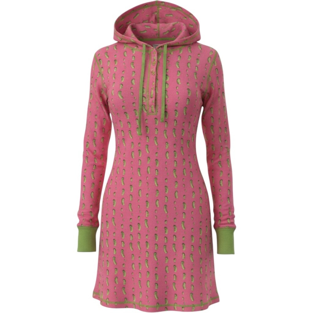 Munki Munki Pink Pickle Print Bamboo Cotton Hooded Nightshirt Gown Size M